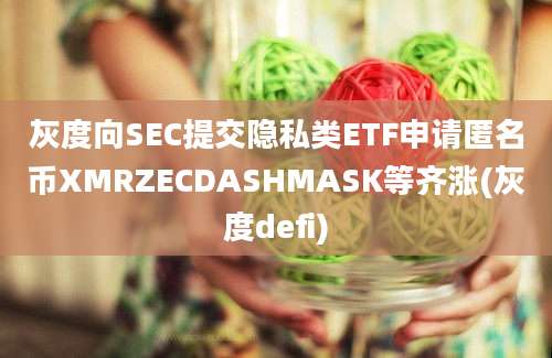 灰度向SEC提交隐私类ETF申请匿名币XMRZECDASHMASK等齐涨(灰度defi)