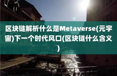 区块链解析什么是Metaverse(元宇宙)下一个时代风口(区块链什么含义)