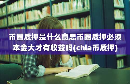 币圈质押是什么意思币圈质押必须本金大才有收益吗(chia币质押)