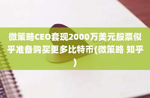 微策略CEO套现2000万美元股票似乎准备购买更多比特币(微策略 知乎)