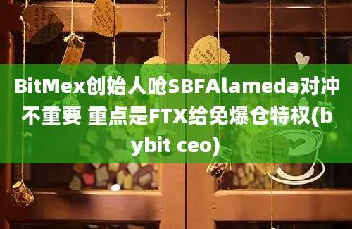 BitMex创始人呛SBFAlameda对冲不重要 重点是FTX给免爆仓特权(bybit ceo)