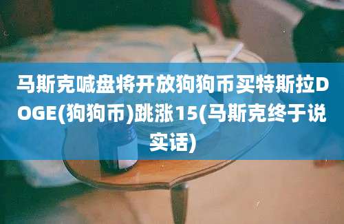 马斯克喊盘将开放狗狗币买特斯拉DOGE(狗狗币)跳涨15(马斯克终于说实话)