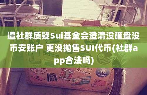 遭社群质疑Sui基金会澄清没砸盘没币安账户 更没抛售SUI代币(社群app合法吗)