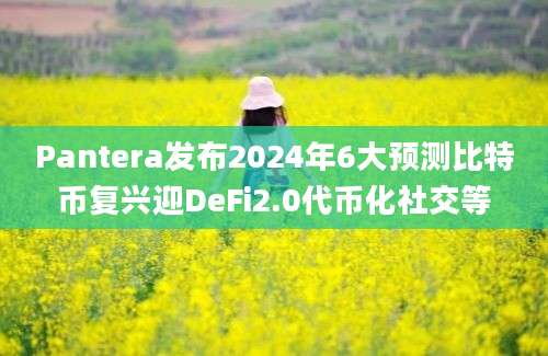 Pantera发布2024年6大预测比特币复兴迎DeFi2.0代币化社交等