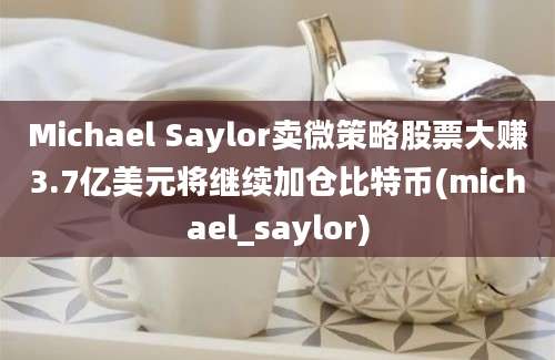 Michael Saylor卖微策略股票大赚3.7亿美元将继续加仓比特币(michael_saylor)