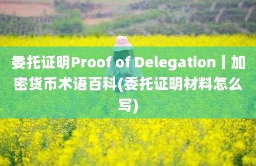 委托证明Proof of Delegation丨加密货币术语百科(委托证明材料怎么写)