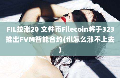 FIL拉涨20 文件币Filecoin将于323推出FVM智能合约(fil怎么涨不上去)