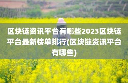 区块链资讯平台有哪些2023区块链平台最新榜单排行(区块链资讯平台有哪些)