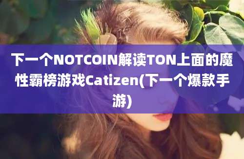 下一个NOTCOIN解读TON上面的魔性霸榜游戏Catizen(下一个爆款手游)