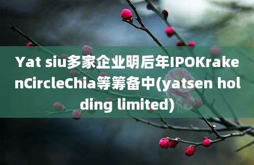 Yat siu多家企业明后年IPOKrakenCircleChia等筹备中(yatsen holding limited)