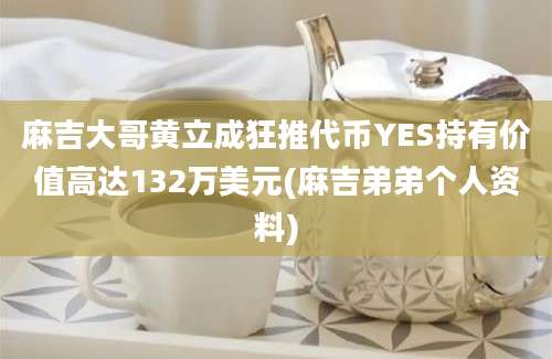 麻吉大哥黄立成狂推代币YES持有价值高达132万美元(麻吉弟弟个人资料)