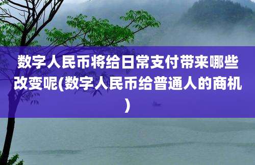 数字人民币将给日常支付带来哪些改变呢(数字人民币给普通人的商机)