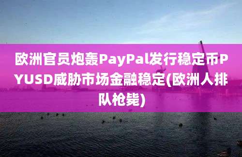 欧洲官员炮轰PayPal发行稳定币PYUSD威胁市场金融稳定(欧洲人排队枪毙)