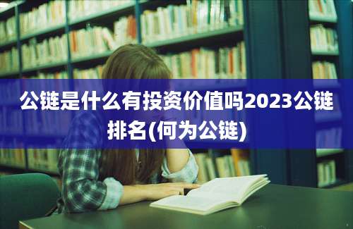 公链是什么有投资价值吗2023公链排名(何为公链)