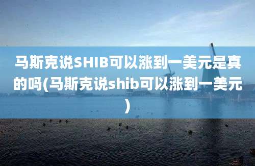 马斯克说SHIB可以涨到一美元是真的吗(马斯克说shib可以涨到一美元)