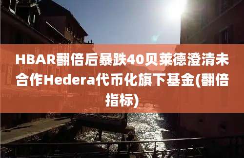 HBAR翻倍后暴跌40贝莱德澄清未合作Hedera代币化旗下基金(翻倍指标)