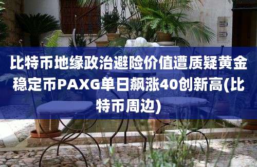 比特币地缘政治避险价值遭质疑黄金稳定币PAXG单日飙涨40创新高(比特币周边)