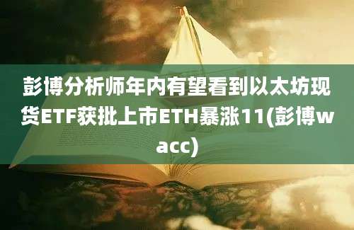 彭博分析师年内有望看到以太坊现货ETF获批上市ETH暴涨11(彭博wacc)