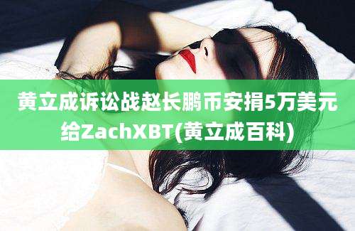 黄立成诉讼战赵长鹏币安捐5万美元给ZachXBT(黄立成百科)