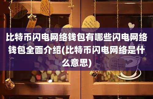 比特币闪电网络钱包有哪些闪电网络钱包全面介绍(比特币闪电网络是什么意思)