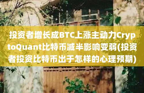 投资者增长成BTC上涨主动力CryptoQuant比特币减半影响变弱(投资者投资比特币出于怎样的心理预期)