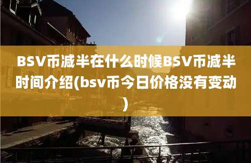 BSV币减半在什么时候BSV币减半时间介绍(bsv币今日价格没有变动)