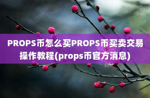 PROPS币怎么买PROPS币买卖交易操作教程(props币官方消息)