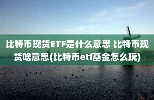 比特币现货ETF是什么意思 比特币现货啥意思(比特币etf基金怎么玩)