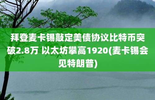 拜登麦卡锡敲定美债协议比特币突破2.8万 以太坊攀高1920(麦卡锡会见特朗普)