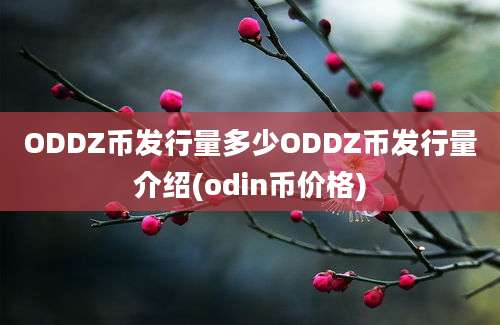 ODDZ币发行量多少ODDZ币发行量介绍(odin币价格)