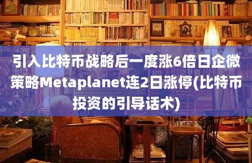 引入比特币战略后一度涨6倍日企微策略Metaplanet连2日涨停(比特币投资的引导话术)