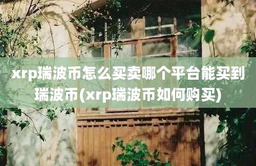 xrp瑞波币怎么买卖哪个平台能买到瑞波币(xrp瑞波币如何购买)