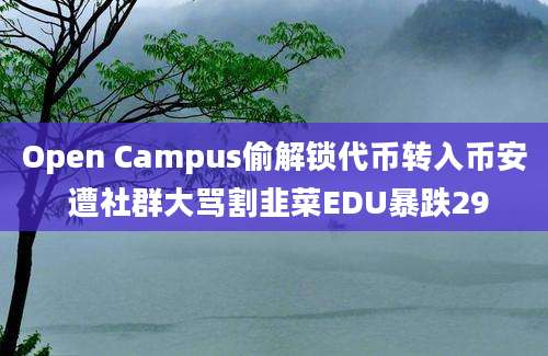 Open Campus偷解锁代币转入币安 遭社群大骂割韭菜EDU暴跌29