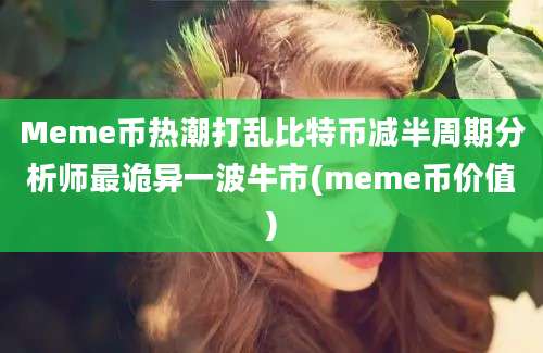 Meme币热潮打乱比特币减半周期分析师最诡异一波牛市(meme币价值)