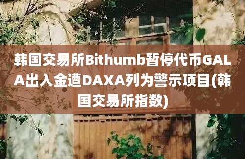 韩国交易所Bithumb暂停代币GALA出入金遭DAXA列为警示项目(韩国交易所指数)