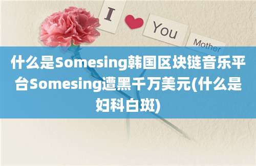 什么是Somesing韩国区块链音乐平台Somesing遭黑千万美元(什么是妇科白斑)