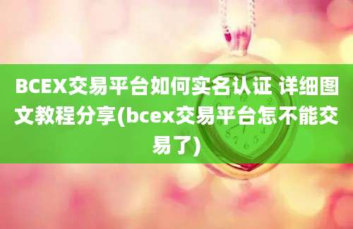 BCEX交易平台如何实名认证 详细图文教程分享(bcex交易平台怎不能交易了)