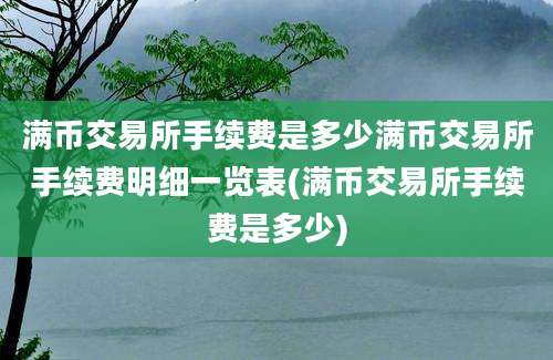 满币交易所手续费是多少满币交易所手续费明细一览表(满币交易所手续费是多少)