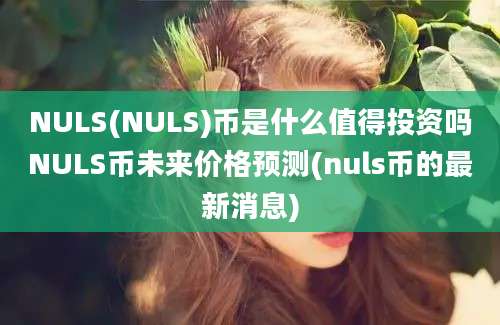 NULS(NULS)币是什么值得投资吗NULS币未来价格预测(nuls币的最新消息)