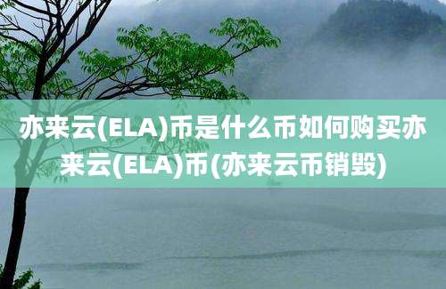 亦来云(ELA)币是什么币如何购买亦来云(ELA)币(亦来云币销毁)