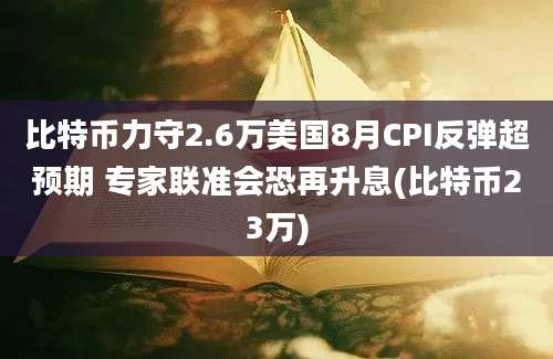 比特币力守2.6万美国8月CPI反弹超预期 专家联准会恐再升息(比特币23万)