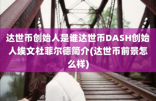 达世币创始人是谁达世币DASH创始人埃文杜菲尔德简介(达世币前景怎么样)