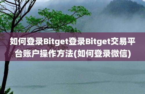 如何登录Bitget登录Bitget交易平台账户操作方法(如何登录微信)