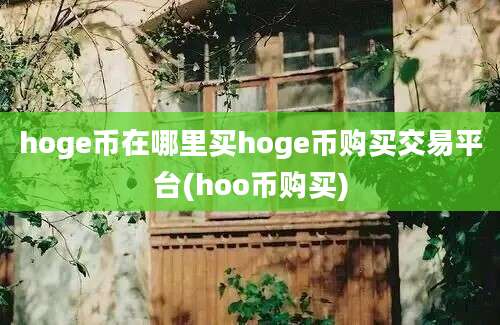 hoge币在哪里买hoge币购买交易平台(hoo币购买)