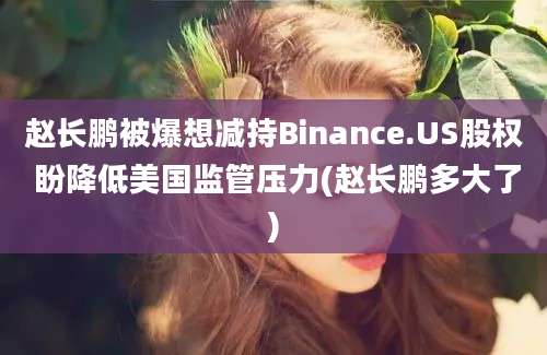 赵长鹏被爆想减持Binance.US股权 盼降低美国监管压力(赵长鹏多大了)