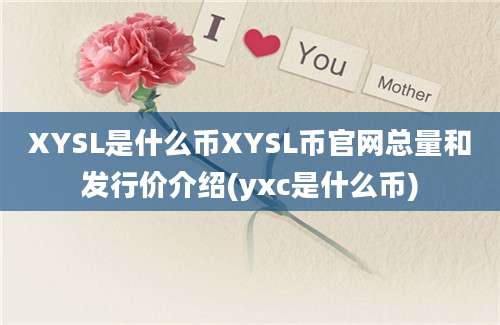 XYSL是什么币XYSL币官网总量和发行价介绍(yxc是什么币)