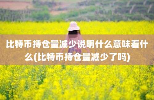 比特币持仓量减少说明什么意味着什么(比特币持仓量减少了吗)