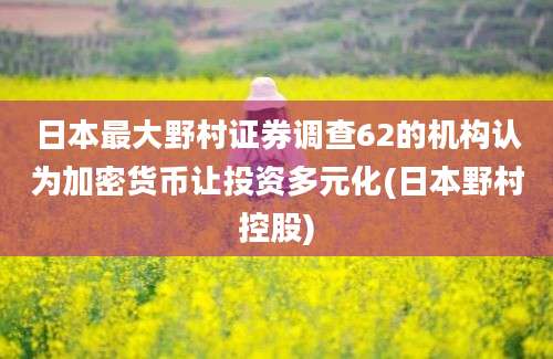 日本最大野村证券调查62的机构认为加密货币让投资多元化(日本野村控股)