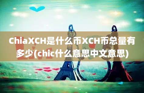 ChiaXCH是什么币XCH币总量有多少(chic什么意思中文意思)