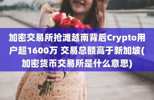 加密交易所抢滩越南背后Crypto用户超1600万 交易总额高于新加坡(加密货币交易所是什么意思)